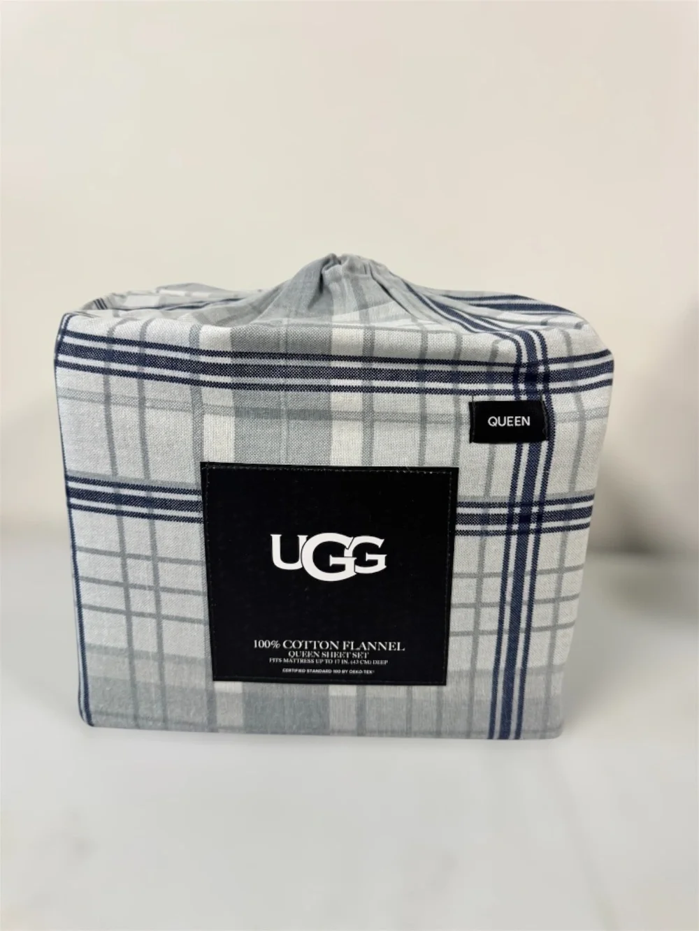 UGG Queen Flannel Sheet Set in Ocean Plaid